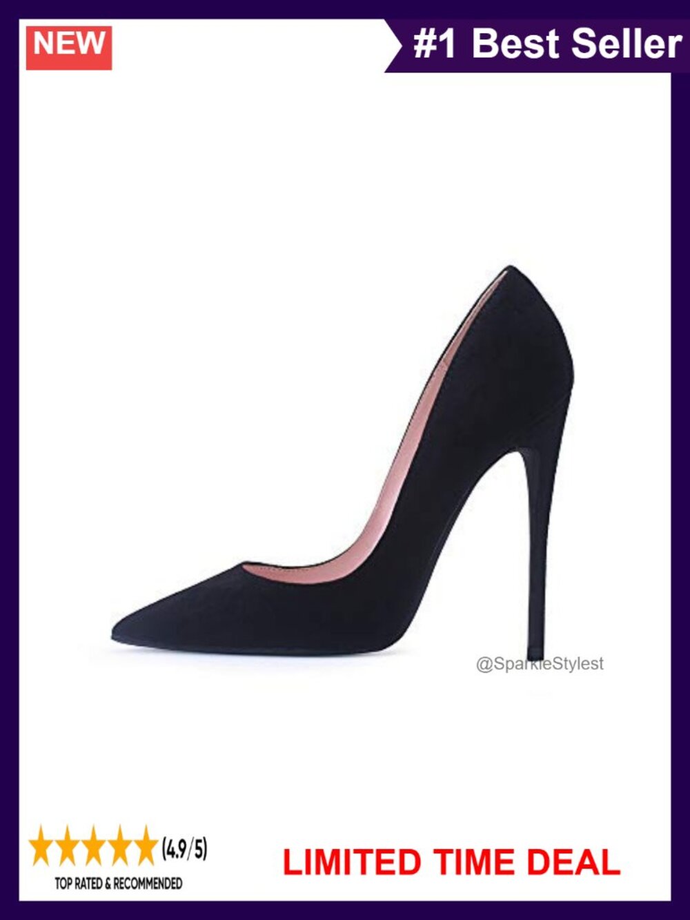 Women's Pointed Toe Stiletto High Heel Pumps 4.7 inch Party Work Shoes